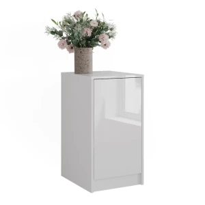 Kommode Sherry Weiß/Weiß Hochglanz 40.2 x 76 cm mit Behälterdeckel Vicco