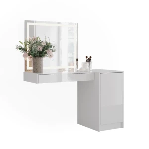 Coiffeuse Sherry blanc/blanc brillant 120cm 3 parties Vicco