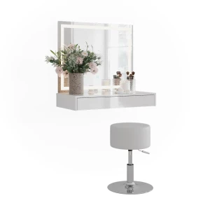 Coiffeuse Sherry blanc/blanc brillant 120cm 3 parties Vicco