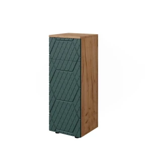 Midiskab Irma Grøn/gylden eg 30 x 81 cm med 1 skuffe, 2 rum, badeværelse Vicco