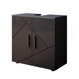 Armário inferior para lavatório Irma Antracite alto brilho 60x59 cm Vicco