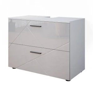 Waschbeckenunterschrank Irma Weiß Hochglanz 80 x 58.6 cm Vicco