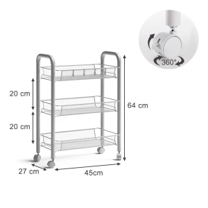 Rollcontainer Tarro Weiß 45 x 64 cm mit 3 Ablagefächern Vicco