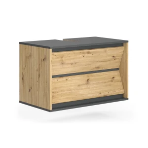Underskab til badeværelse Edelin Antracit/Artisan 80 x 50 cm med 2 skuffer Vicco