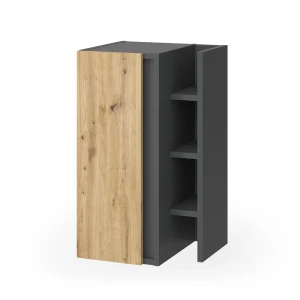 Meuble salle de bain Edelin Anthracite/Artisan 35x60cm avec 3 compartiments de rangement Vicco
