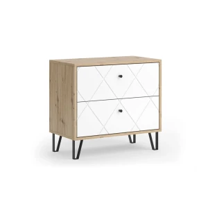 Sengebord Nizza Håndværker egetræ 66 x 60.2 cm med 2 skuffer Vicco