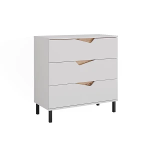 Sidebord Marelle Hvid/Artisan 80 x 81.2 cm med 3 skuffer Vicco