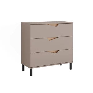 Sidebord Marelle Greige/Artisan eg 80 x 81.2 cm med 3 skuffer Vicco