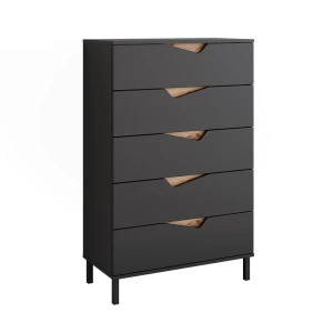 Sidebord Marelle Antracit/Håndværker egetræ 76 x 120 cm med 5 skuffer Vicco