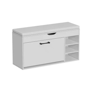 Banco para sapatos Solino Branco 90x50 cm mit 3 offenen Fächern Vicco