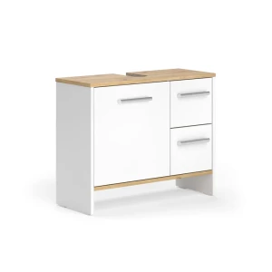 Spodná skrinka pod umývadlo Karli Biely/zlatý dub 70.2 x 57 cm s 2 zásuvkami a 1 dvierkami Vicco