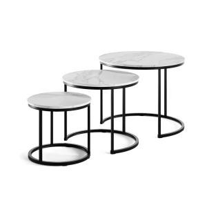 Couchtisch-Set Montreal Weiß/Schwarz 55 x 55 cm 3 Teile Vicco