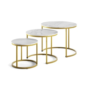 Set de tables basses Montreal Blanc/Or 55x55cm 3 pièces Vicco