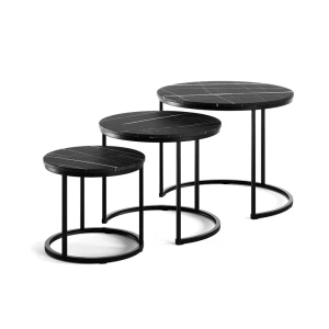 Ensemble table basse Montreal Marbre noir 55x55cm 3 pièces Vicco
