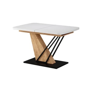 Esstisch Fenaro Weiß/Goldkraft Eiche 120-160 x 80 cm ausziehbar Vicco