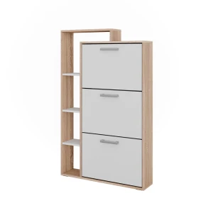 Basculante de sapatos Orlando Branco/Sonoma 80x128.3 cm mit 3 klappbaren Fächern Vicco