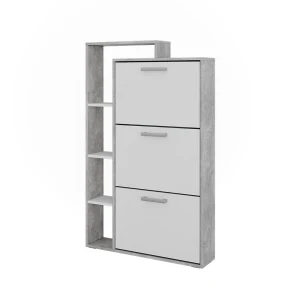 Kenkäkippi Orlando Valkoinen/betoni 80x128.3 cm 3 saranoitua lokeroa Vicco