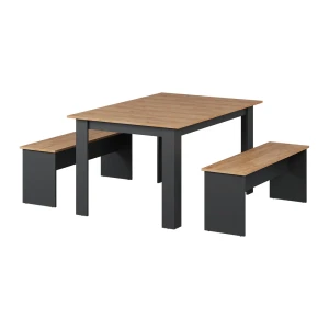 Spisebordssæt Sentio Antracit/gylden eg 137.6 x 92.8 cm med 2 bænke Vicco