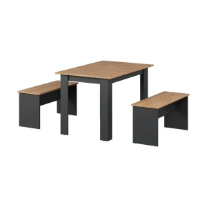 Spisebordssæt Sentio Antracit/gylden eg 112 x 73.6 cm med 2 bænke Vicco