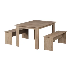 Spisebordssæt Sentio Sonoma 137.6 x 92.8 cm med 2 bænke Vicco