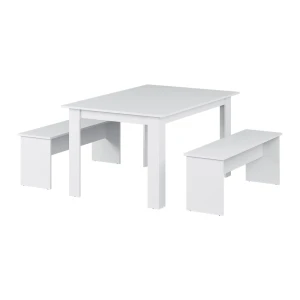 Spisebordssæt Sentio Hvid 137.6 x 92.8 cm med 2 bænke Vicco