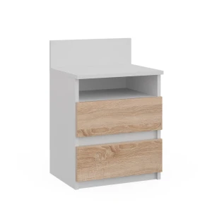 Stolik nocny Monty Biały/Sonoma 32.3 x 59.1 cm z 2 szufladami Vicco