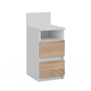 Stolik nocny Monty Biały/Sonoma 25 x 59.1 cm z 2 szufladami Vicco