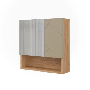 Badeværelsesskab med spejl Irma Gold power oak 54 x 55 cm Vicco