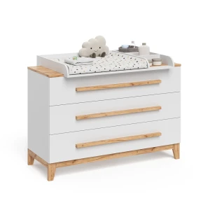 Puslebord Malia Hvid/Artisan 133.2 x 98 cm med 3 skuffer Vitalispa