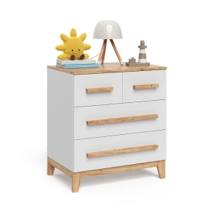 Sidebord Malia Hvid/Artisan 80 x 88 cm med 4 skuffer Vitalispa