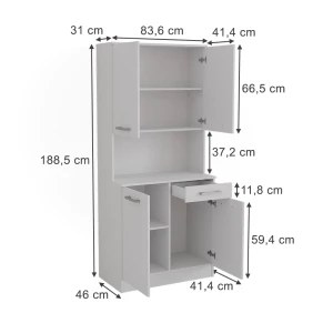 Küchenbuffet Raul Weiß 83.6 x 188.5 cm mit 4 Türen & 1 Schublade Vicco