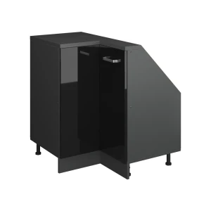 Narożna szafka kuchenna na dach skośny R-Line Czarny wysoki połysk 75.6 cm z 1 drzwiami Vicco