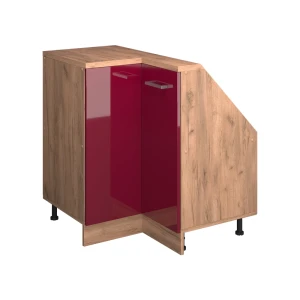Skab til skrå væg Hjørneskab Rion Højglans rød/gylden eg 75.6 x 81.6 cm med 1 dør Vicco