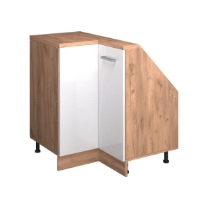 Skab til skrå væg Hjørneskab Rion Hvid højglans/guld power oak 75.6 x 81.6 cm med 1 dør Vicco