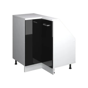 Meuble de cuisine d'angle pour combles R-Line Noir Haute brillance 75.6cm avec 1 porte Vicco
