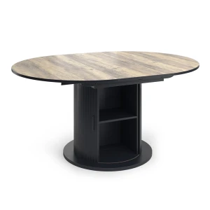 Ruokapöytä Tavero Maalaismainen tammi/Musta 120-160 x 120 cm laajennettava Vicco
