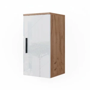 Badeværelsesskab Irma Hvid højglans/guld power oak 30 x 59 cm med hylde Vicco