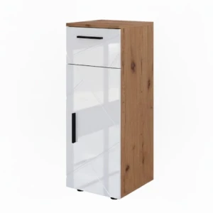 Mobiletto bagno Irma Bianco lucido/oro power oak 30 x 81 cm Vicco