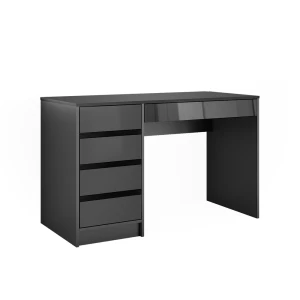 Secretária Sherry Antracite alto brilho 55 x 120 cm com gavetas Vicco