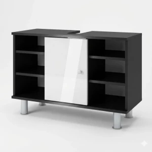 Underskab til håndvask Fynn Antracit/hvid højglans 80 x 54 cm med 6 hylder Vicco