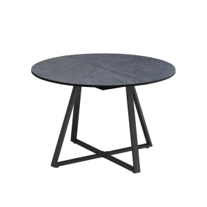Table de salle à manger Loyd Anthracite/Noir 120x120cm extensible Vicco