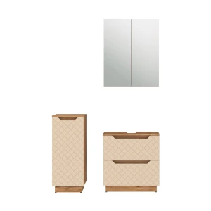 Meubles bain Lotta Chêne/cachemire avec structure en carreaux 3 pièces Vicco