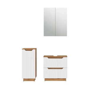 Badmöbel-Set Lotta Eiche/weiß gestreift 3 Teile Vicco