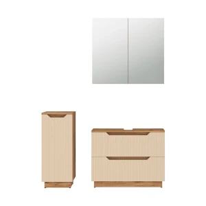 Badmöbel-Set Lotta Eiche/Kaschmir gestreift 3 Teile Vicco