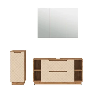 Meubles bain Lotta Chêne/cachemire avec structure en carreaux 3 pièces Vicco