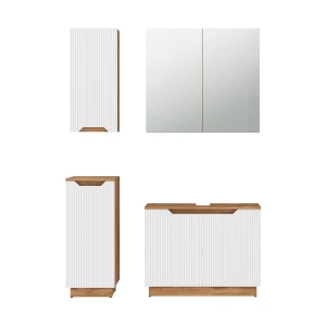 Badeværelsesmøbler sæt Lotta Eg/hvid stribet 4 dele Vicco