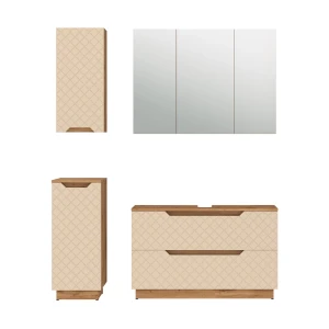 Meubles bain Lotta Chêne/cachemire avec structure en carreaux 4 pièces Vicco