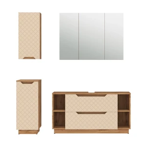 Meubles bain Lotta Chêne/cachemire avec structure en carreaux 4 pièces Vicco