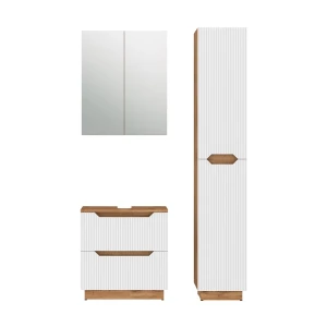 Badmöbel-Set Lotta Eiche/weiß gestreift 3 Teile Vicco