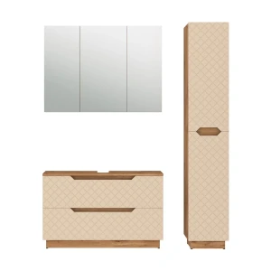 Meubles bain Lotta Chêne/cachemire avec structure en carreaux 3 pièces Vicco